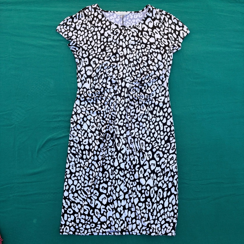 Peter Nygard Black and White Animal Print Sheath Dress